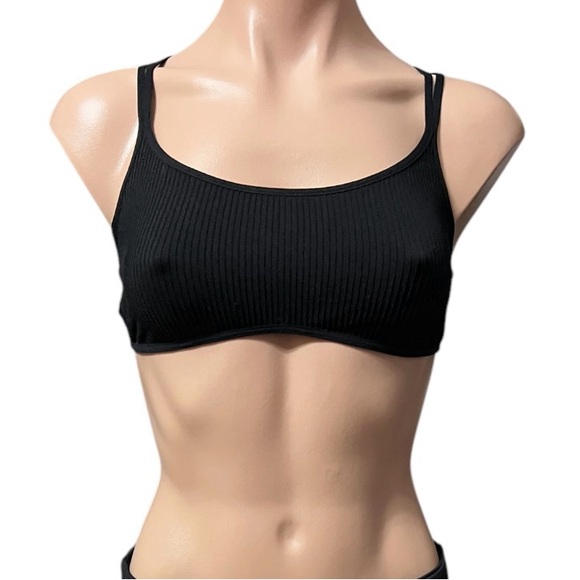 Free People Intimately Black Bra Scoop Neckline Strappy Back NWOT Excellent - Picture 2 of 5